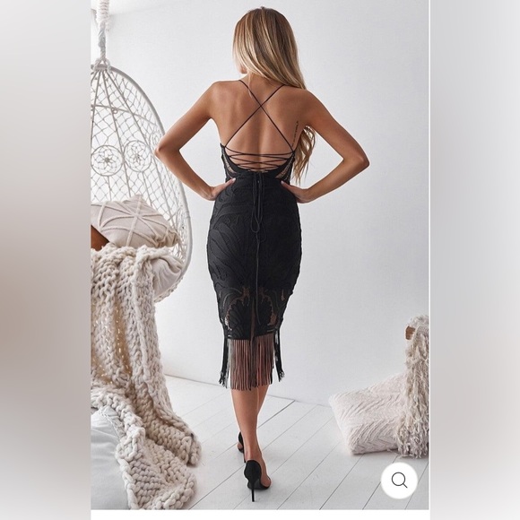 JAUS black fringe and lace dress - Picture 2 of 4